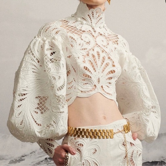 Zimmermann Wavelength Embroidered Cropped Top Size Zimmermann 1 - Picture 6 of 13